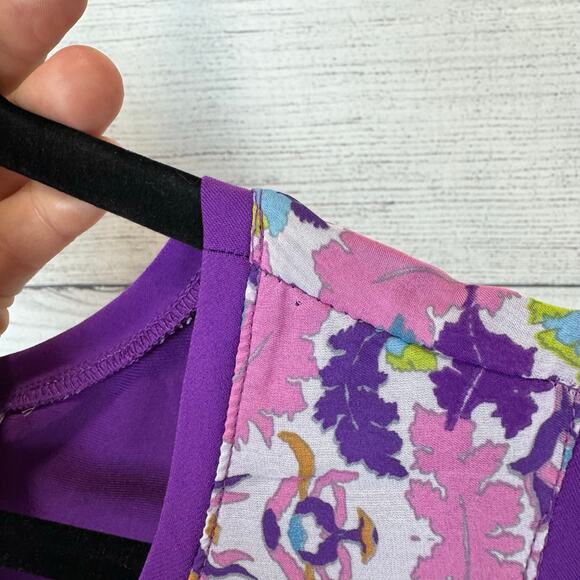Susan Graver Plus Size Purple Floral Sleeveless Spring Blouse Size 2X - Picture 9 of 11